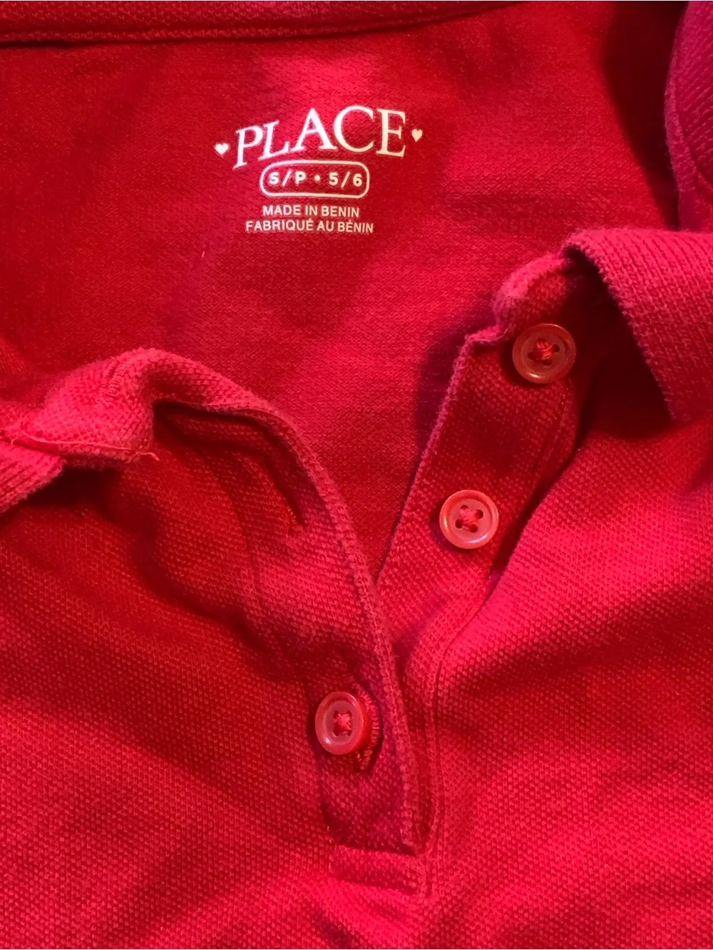 The Children’s Place Red Collared Uniform Polo Shirt size 5/6 Girl